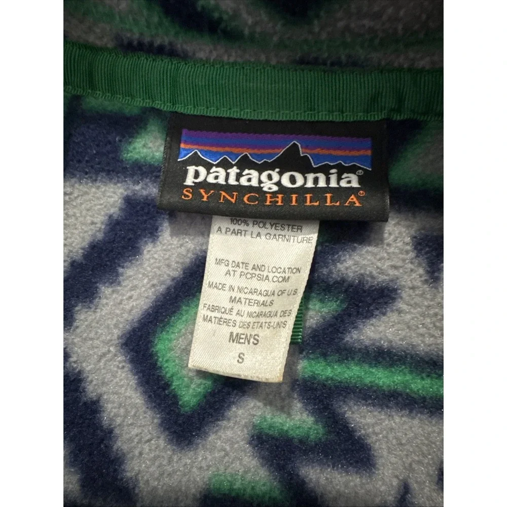 Vintage Patagonia Synchilla Montana Siete Snap-T Fleece Pullover Aztec Men Sz S